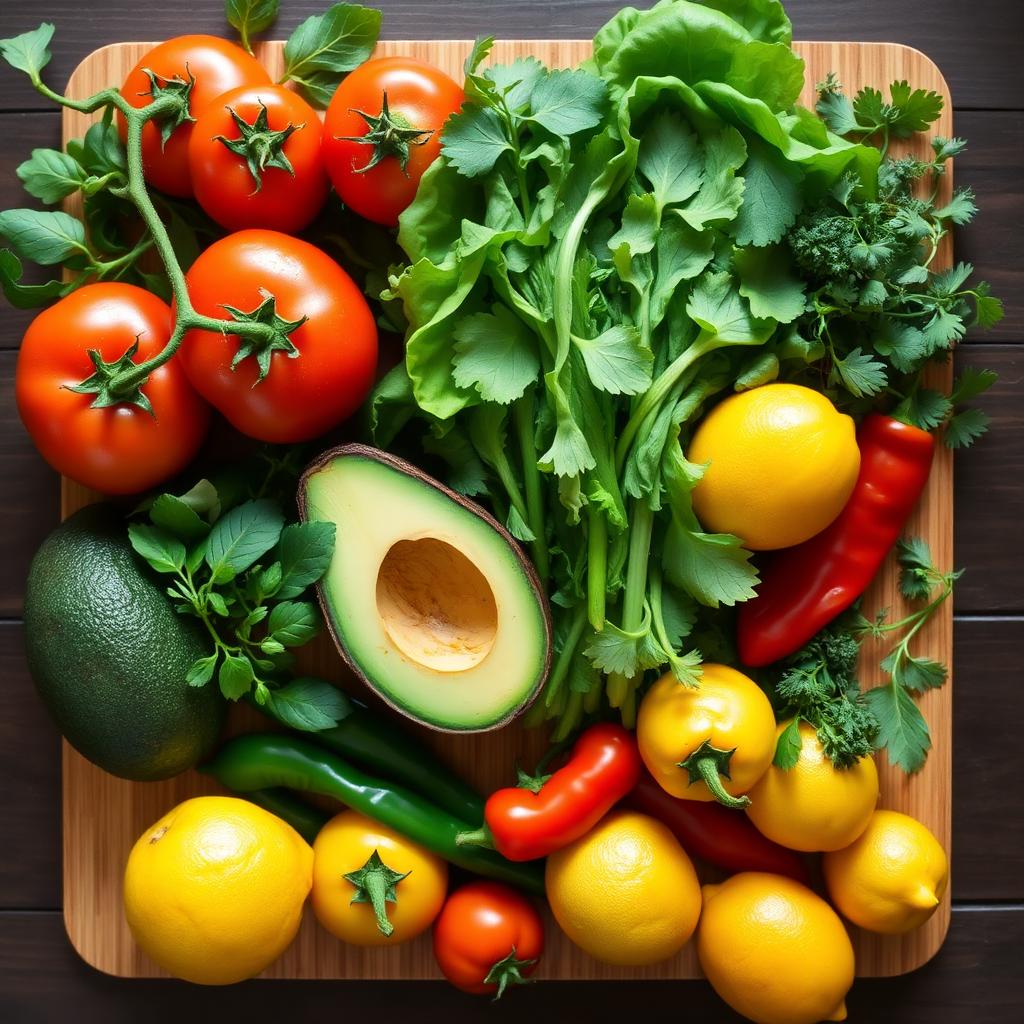 Fresh ingredients on a cutting board