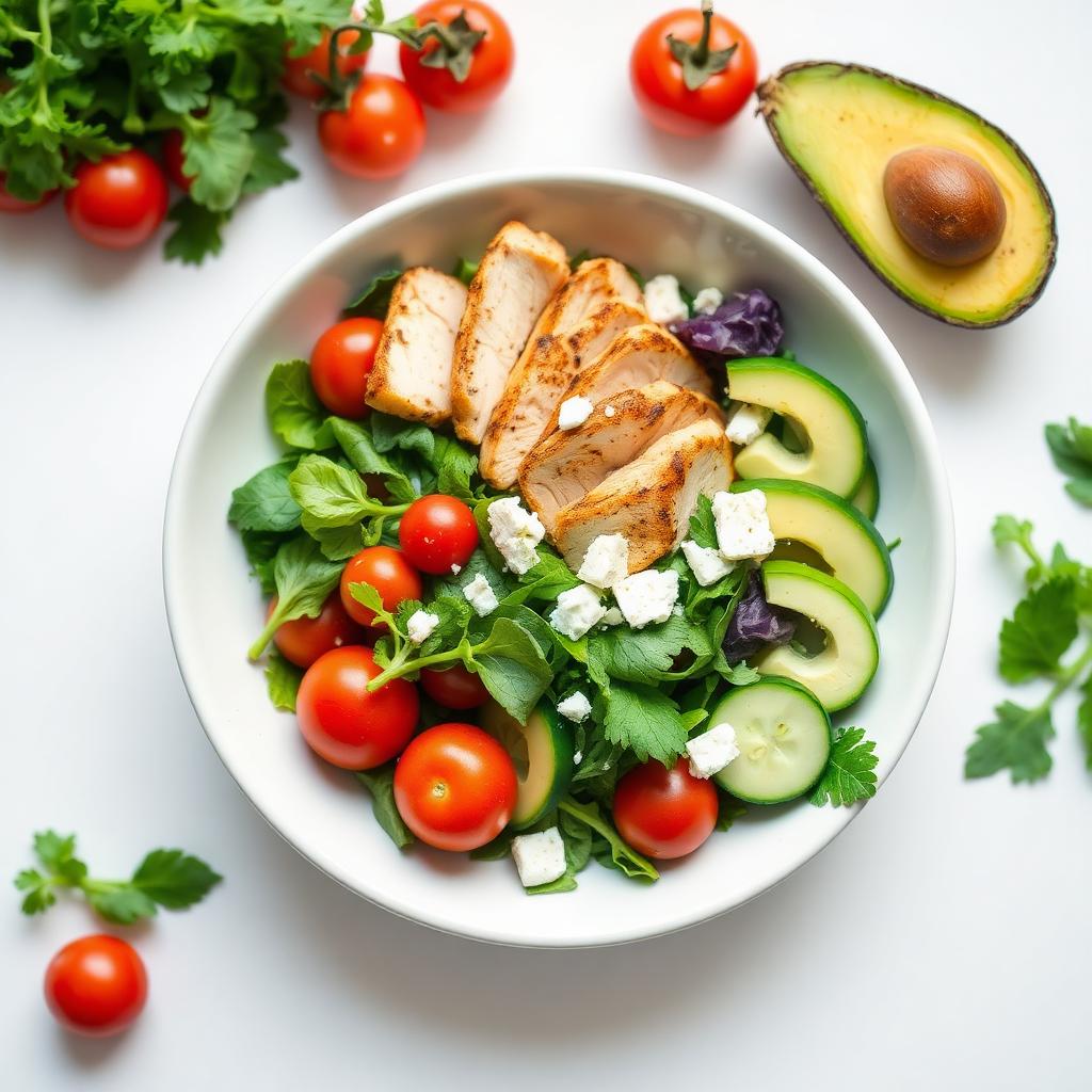 Fresh grilled chicken salad bowl